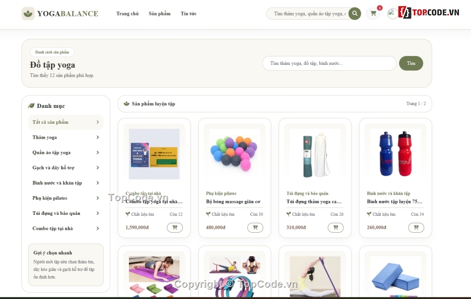website,yoga,web bán dụng cụ